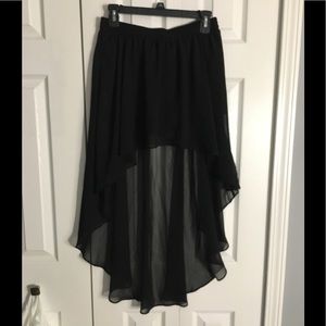 Black sheer high-low skort